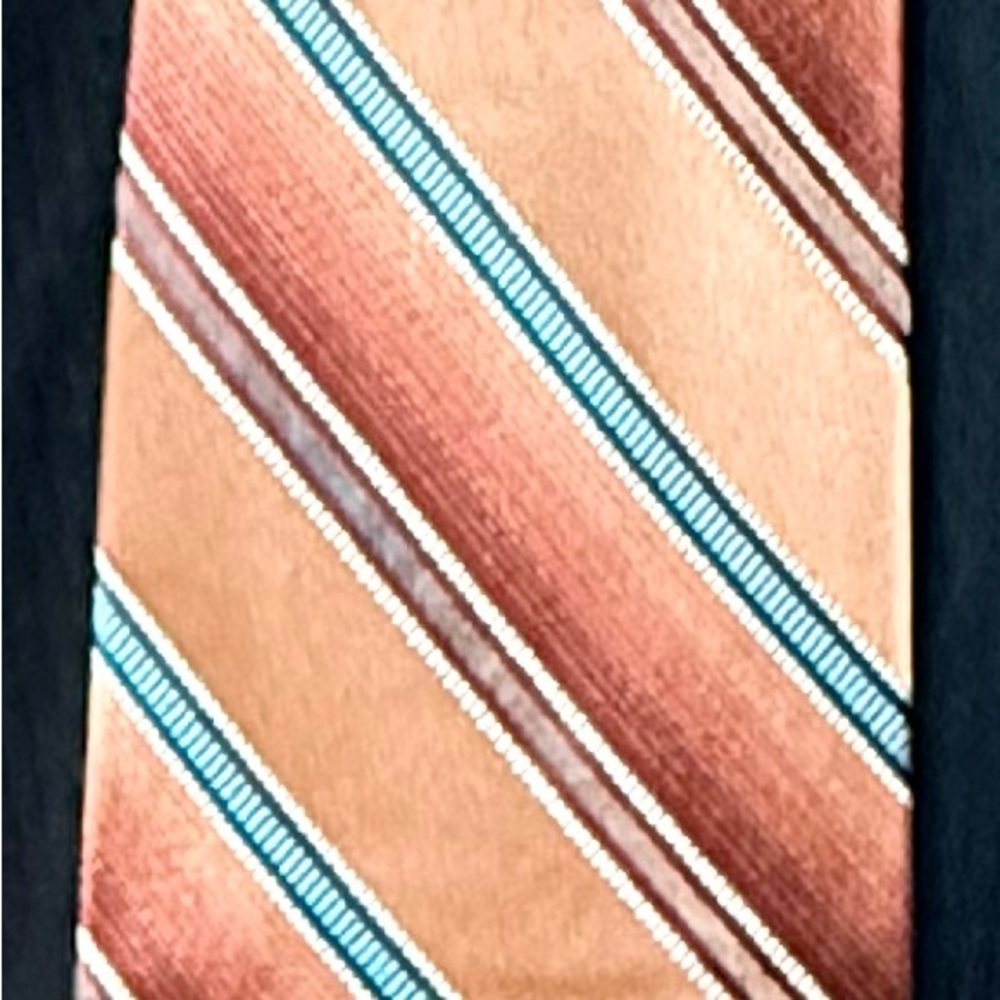 Classic Tan and Blue Striped Men's Tie Extra Long